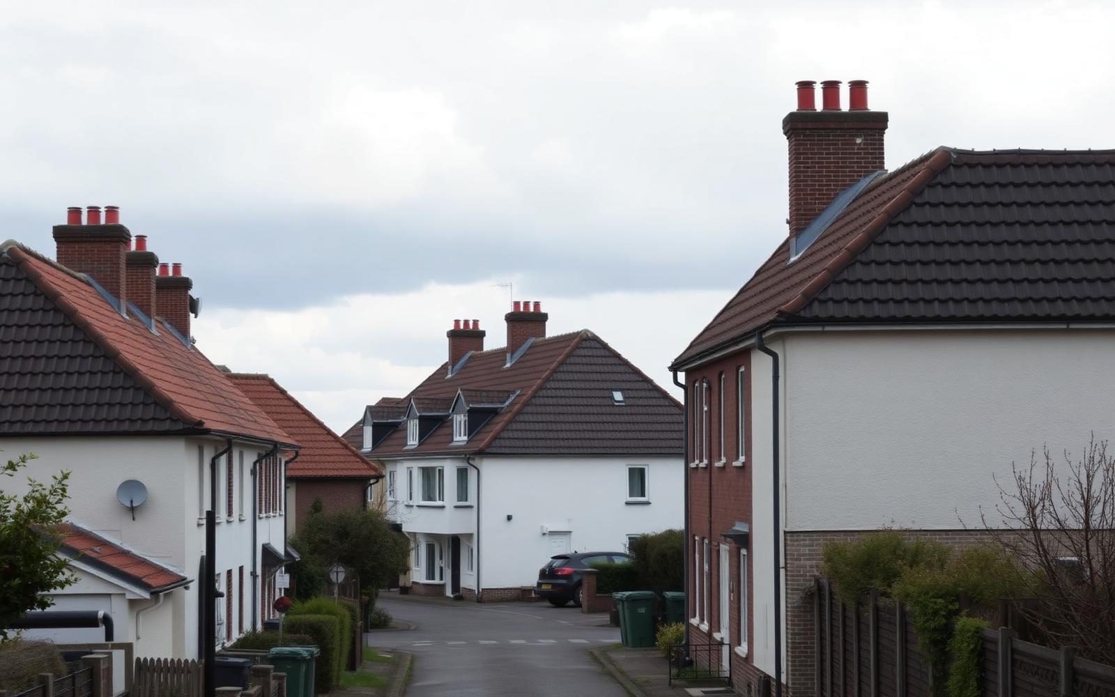 Nederlandse straat met gerenoveerde daken